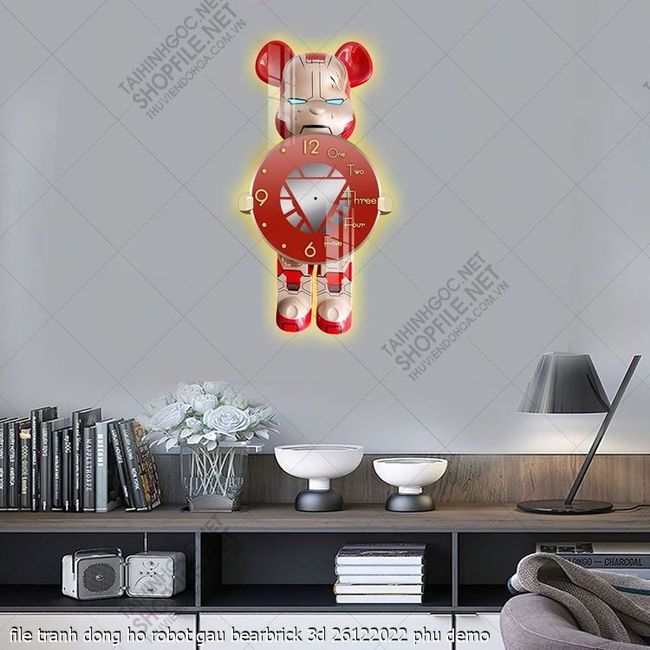 file tranh dong ho robot gau bearbrick 3d 26122022 phu